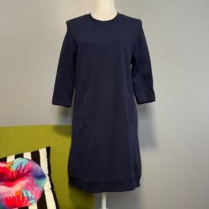 Fabletics Elana Navy Blue Long Sleeve Tunic Shift Sweatshirt Dress Small